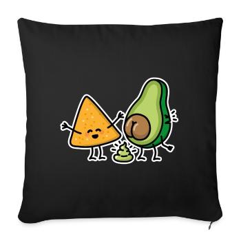 Avocat merde Tortillas guacamole merde végétalien - Housse de coussin décorative 45 x 45 cm - noir - Devant