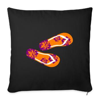 Hawaiian flip flops purple flip flops summer vacation - Sofa pillowcase 17,3'' x 17,3'' (45 x 45 cm) - black - Front