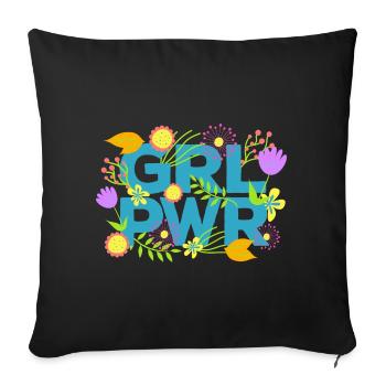GRLPWR Girl Power Flowers FeministsGift - Sofa pillowcase 17,3'' x 17,3'' (45 x 45 cm) - black - Front