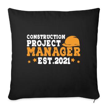 Chef de projet de construction - Housse de coussin décorative 45 x 45 cm - noir - Devant