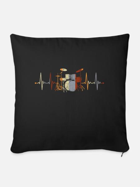 Schlagzeug Schlagzeuger Drummer Herzschlag - Sofakissenbezug 45 x 45 cm - Schwarz