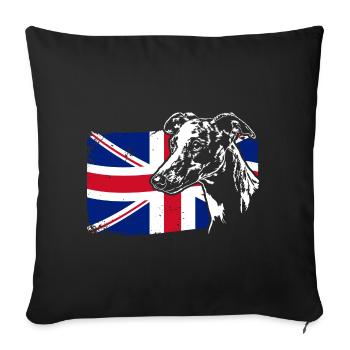 WHIPPET Union Jack Flag Dogs Wilsigns - Sofa pillowcase 17,3'' x 17,3'' (45 x 45 cm) - black - Front