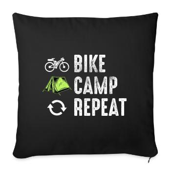 Bikepacking Cyclistes Vélo de gravier Vélo drôle - Housse de coussin décorative 45 x 45 cm - noir - Devant