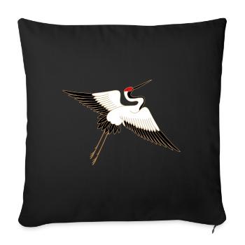 japanischer Kranich - asian red-crowned crane - Sofakissenbezug 45 x 45 cm - Schwarz - Vorne
