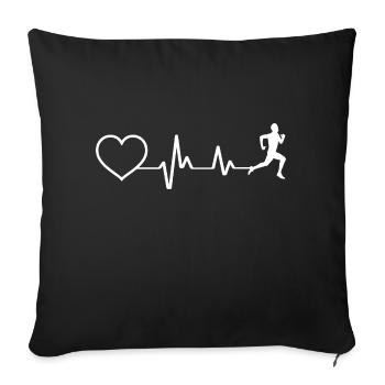 Running Heartbeat Runner Trailrun Triathlete - Sofa pillowcase 17,3'' x 17,3'' (45 x 45 cm) - black - Front