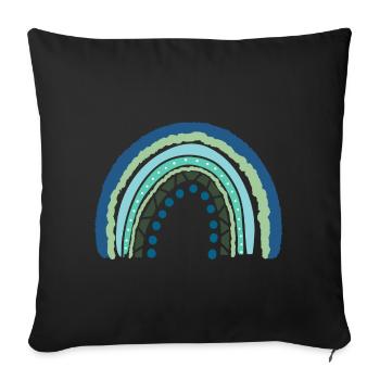 Bleu Arc-en-ciel vert avec des points - Housse de coussin décorative 45 x 45 cm - noir - Devant