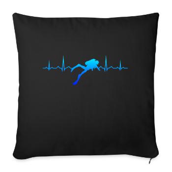 Heartbeat Diver Diving Scuba Dive Diving - Sofa pillowcase 17,3'' x 17,3'' (45 x 45 cm) - black - Front