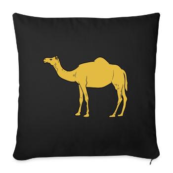 Chameau / Dromadaire - vue latérale - Housse de coussin décorative 45 x 45 cm - noir - Devant