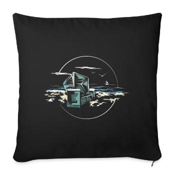 Chaise de plage Mer Baltique Symbole de la mer de sable - Housse de coussin décorative 45 x 45 cm - noir - Devant