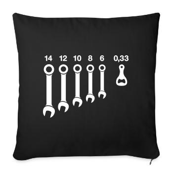Outils de clé d’ouverture de bouteille de bière - Housse de coussin décorative 45 x 45 cm - noir - Devant