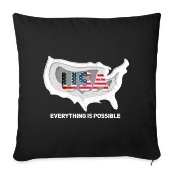 Map of the United States with the U.S. flag and inscription - Sofa pillowcase 17,3'' x 17,3'' (45 x 45 cm) - black - Front