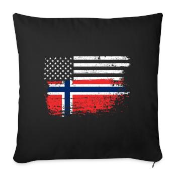 Grunge États-Unis Norvège Drapeau Mash - Housse de coussin décorative 45 x 45 cm - noir - Devant