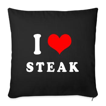 J'adore le steak - Housse de coussin décorative 45 x 45 cm - noir - Devant