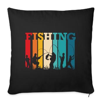 Pêcheurs de pêche vintage - Housse de coussin décorative 45 x 45 cm - noir - Devant
