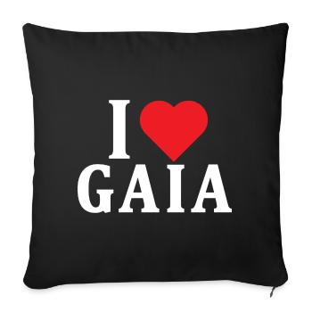 t-shirt J’aime Gaia idée cadeau t-shirt - Housse de coussin décorative 45 x 45 cm - noir - Devant
