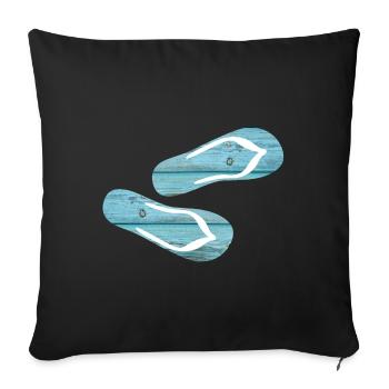 Slippers Flip Flops Holiday Wooden Boards cool - Sofa pillowcase 17,3'' x 17,3'' (45 x 45 cm) - black - Front