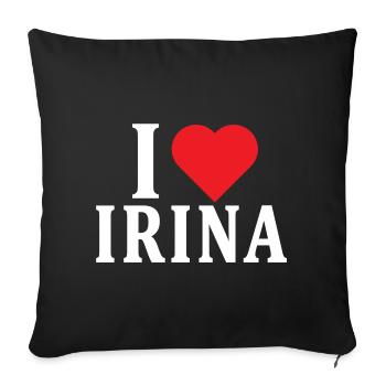 t-shirt J’aime Irina idée cadeau t-shirt - Housse de coussin décorative 45 x 45 cm - noir - Devant