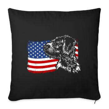 German Wirehair America Flag Dogs Wilsigns - Housse de coussin décorative 45 x 45 cm - noir - Devant