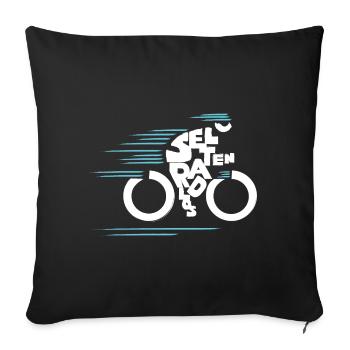 Ich bin selten radlos! Typo Fahrrad, modern - Sofakissenbezug 45 x 45 cm - Schwarz - Vorne