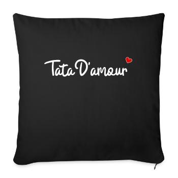 Tata d'amour - Housse de coussin décorative 45 x 45 cm - noir - Devant