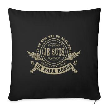 Beau-Père | Fête Des Pères | Papa Bonus - Housse de coussin décorative 45 x 45 cm - noir - Devant