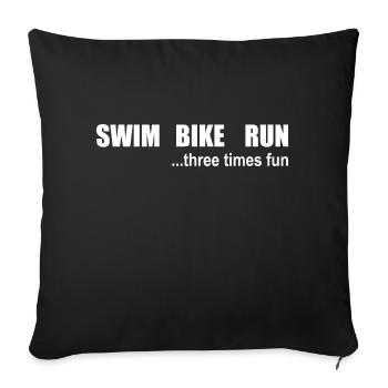 Triathlon Schwimmen Radfahren Laufen Sport - Sofakissenbezug 45 x 45 cm - Schwarz - Vorne