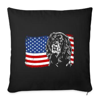 Gordon Setter Amérique Flag Dogs Wilsigns - Housse de coussin décorative 45 x 45 cm - noir - Devant