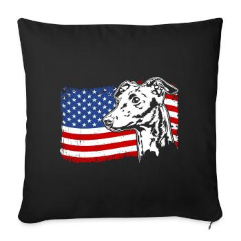 Italian Greyhound America Flag Dogs - Housse de coussin décorative 45 x 45 cm - noir - Devant
