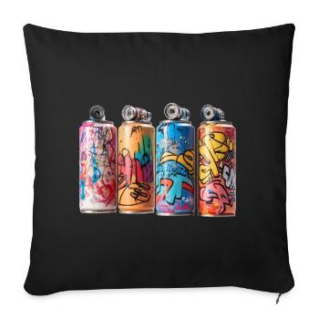 SPRAY PAINT GRAFFITI STREET ART - Sofa pillowcase 17,3'' x 17,3'' (45 x 45 cm) - black - Front