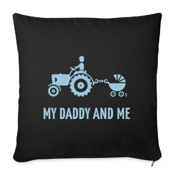 Mon Papa Et Moi (Tracteur Et Poussette / Landau / W) - Housse de coussin décorative 45 x 45 cm - noir - Devant