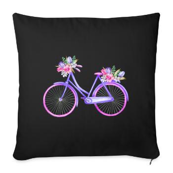 Vélo avec fleurs Fahrrad mit Blumen - Housse de coussin décorative 45 x 45 cm - noir - Devant