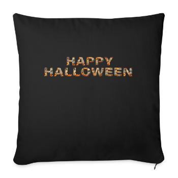 Joyeux Halloween Pumpkin lettrage effrayant spooky - Housse de coussin décorative 45 x 45 cm - noir - Devant