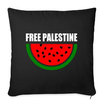 Free palestine Melon pastèque - Housse de coussin décorative 45 x 45 cm - noir - Devant
