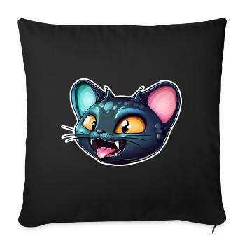Drôle de visage de chat extraterrestre - Housse de coussin décorative 45 x 45 cm - noir - Devant