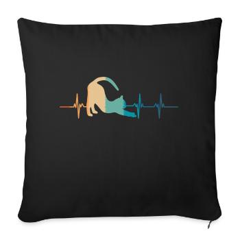 Cat Heartbeat - Sofa pillowcase 17,3'' x 17,3'' (45 x 45 cm) - black - Front