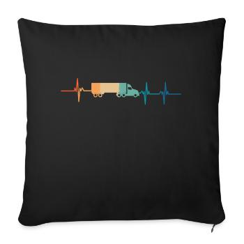Battement de cœur camion - Housse de coussin décorative 45 x 45 cm - noir - Devant