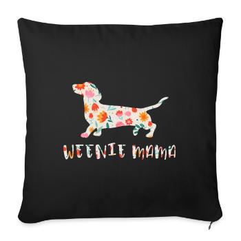 Weenie Mama Dackel blumig - Sofakissenbezug 45 x 45 cm - Schwarz - Vorne