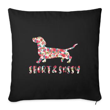 Short and Sassy Dachshund floral - Sofa pillowcase 17,3'' x 17,3'' (45 x 45 cm) - black - Front
