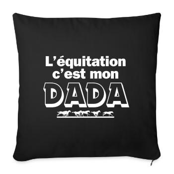 équitation, cheval, centre équestre - Housse de coussin décorative 45 x 45 cm - noir - Devant