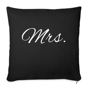 Design partenaire « Mr. & Mrs. » blanc - Housse de coussin décorative 45 x 45 cm - noir - Devant