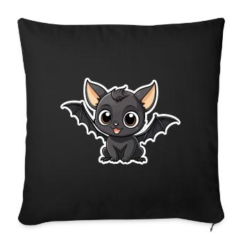 Illustration mignonne de chauve-souris - Housse de coussin décorative 45 x 45 cm - noir - Devant