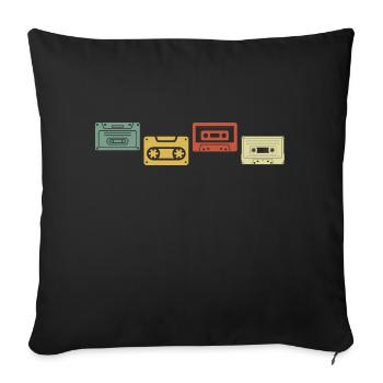 Vintage Retro Cassette - Sofa pillowcase 17,3'' x 17,3'' (45 x 45 cm) - black - Front