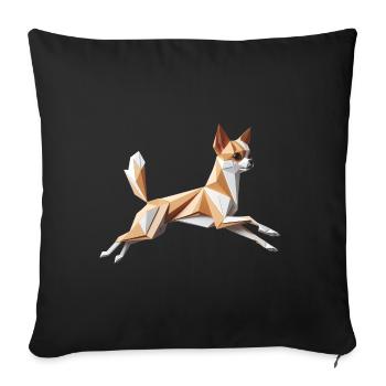 Chihuahua Hund läuft 3D Geometrisches Origami - Sofakissenbezug 45 x 45 cm - Schwarz - Vorne