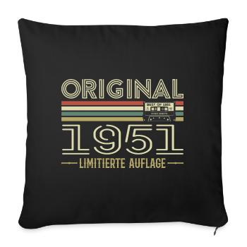 Original 1951 Jahrgang Retro Geburtstag Vintage - Sofakissenbezug 45 x 45 cm - Schwarz - Vorne