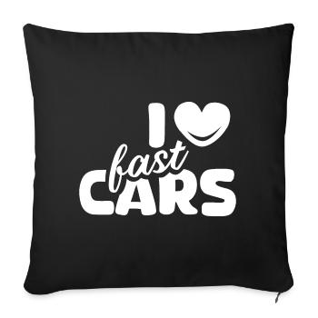 J’aime les voitures voitures sport tuner icône logo icône - Housse de coussin décorative 45 x 45 cm - noir - Devant