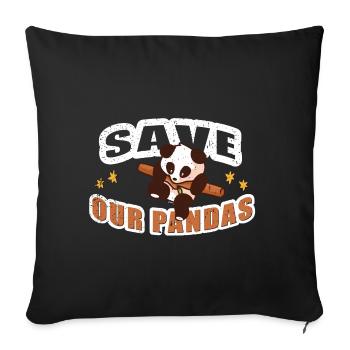 Sauvez nos pandas - Housse de coussin décorative 45 x 45 cm - noir - Devant