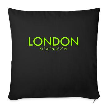London - Coordinates - Latitude - Longitude - GB - Sofakissenbezug 45 x 45 cm - Schwarz - Vorne