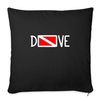 Plongée Plongeur Down Flag Plongée sous-marine Taucher Tauchen - Housse de coussin décorative 45 x 45 cm - noir - Devant