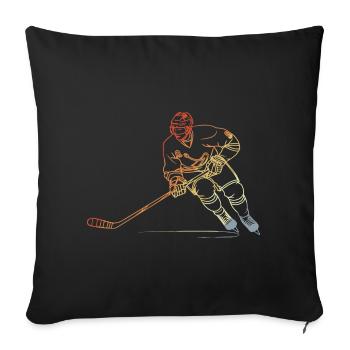 Eishockeyspieler Skizze Vintage - Sofakissenbezug 45 x 45 cm - Schwarz - Vorne