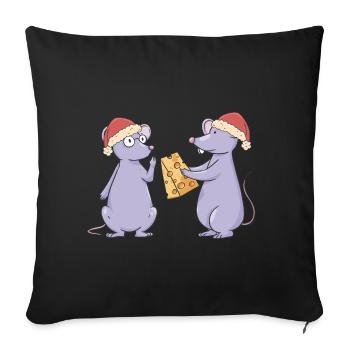 Santa Claus St. Nicholas Mice Mouse Santa Cheese - Sofa pillowcase 17,3'' x 17,3'' (45 x 45 cm) - black - Front